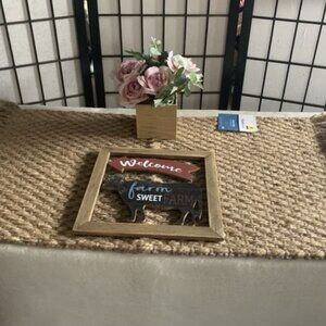 New Rustic Farmhouse Home Decor Throw Rug Floral Block and Picture